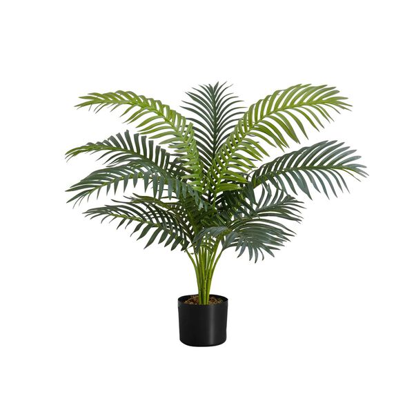Black Green 34-Inch Palm Tree Indoor Faux Fake Floor Potted Artificial Plant, image 1